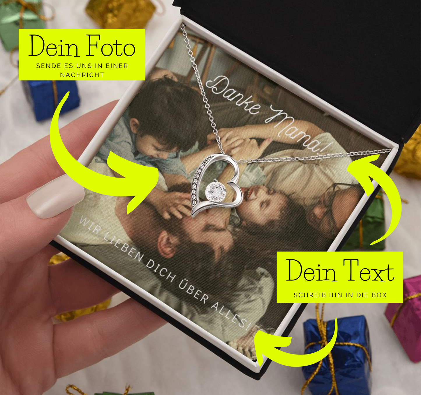 Kette personalisierbar mit Foto, Halskette Forever Love Muttertag Geschenk mit Foto, Muttertagsgeschenk