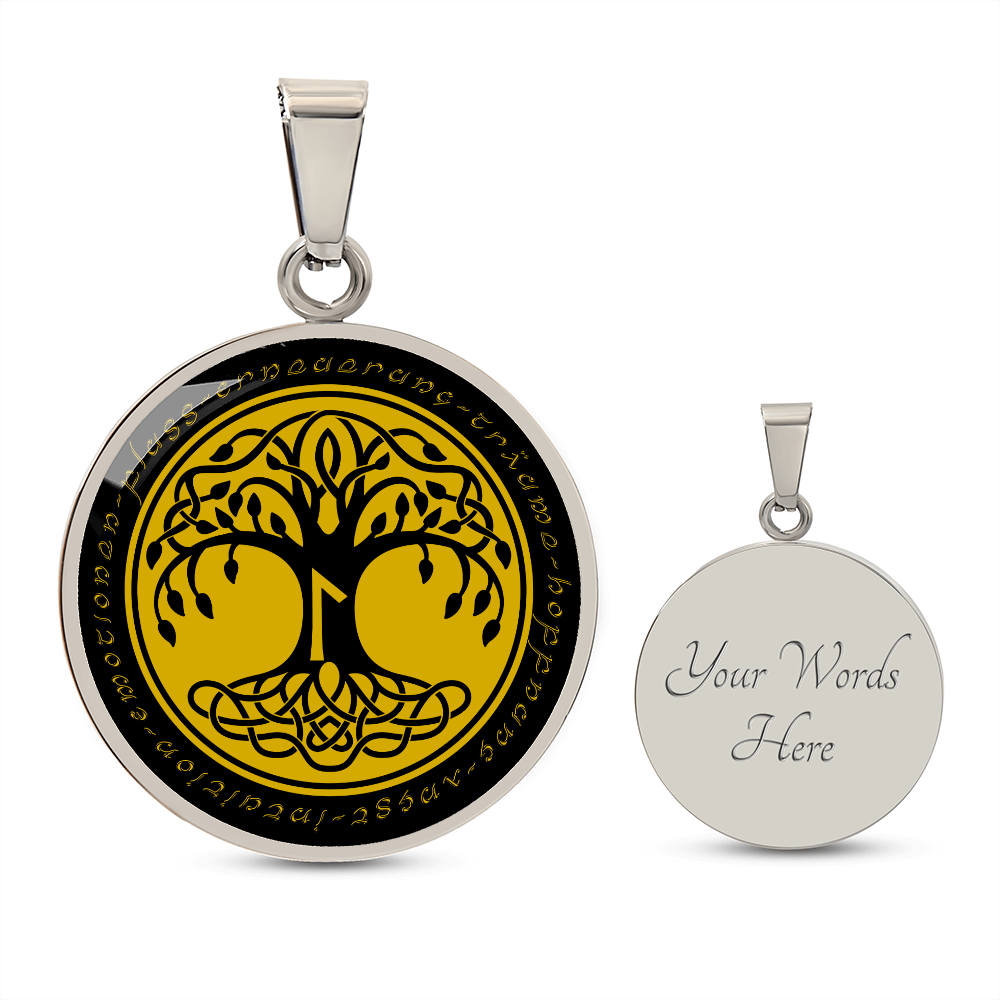 Halskette mit Lebensbaum-Anhänger, Geburtstagsrune-Anhänger-Halskette Rune Laguz