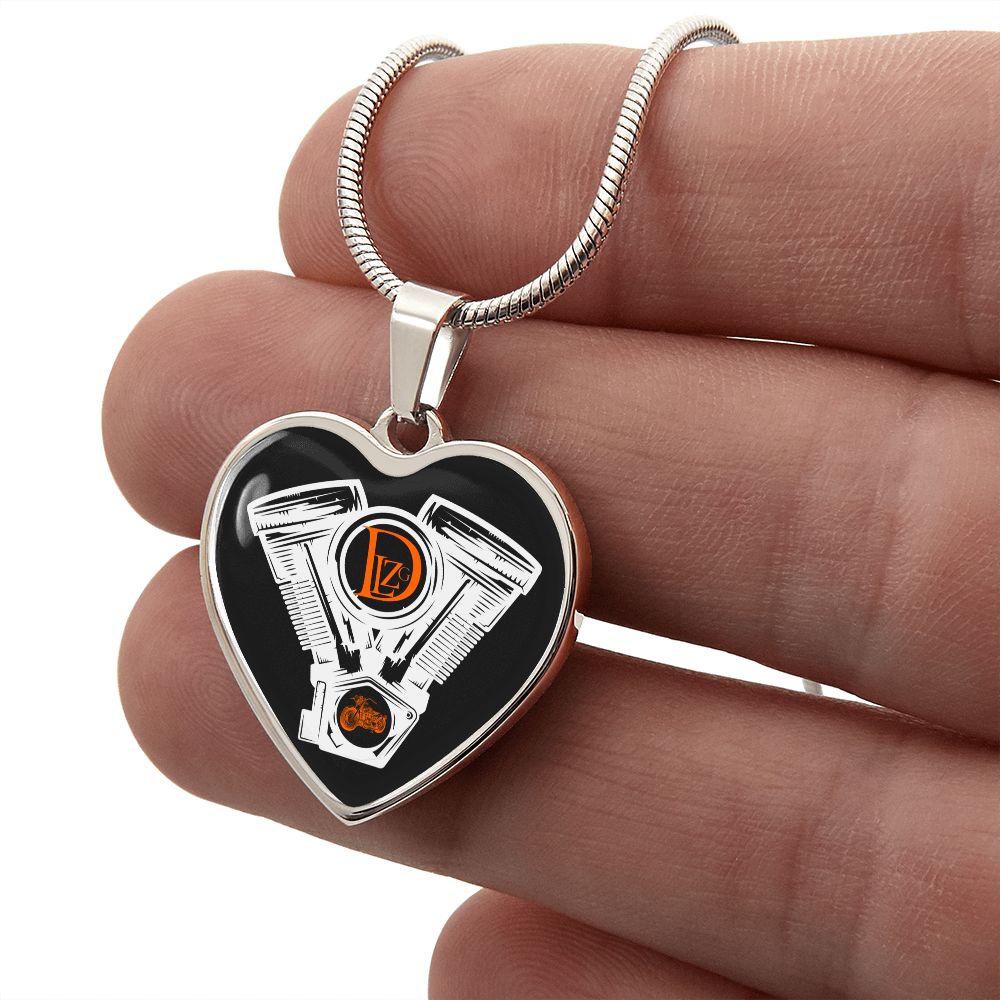 Motorrad Bike DLzG Herz Halskette Silber und Gold, Motorradkette, Motorradliebhaber Geschenk, Schwarz/Weiß