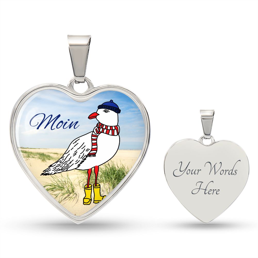 Moin Möwe maritime Halskette mit Möwe im Herznahänger Geschenk zum Muttertag Plattdeutsch