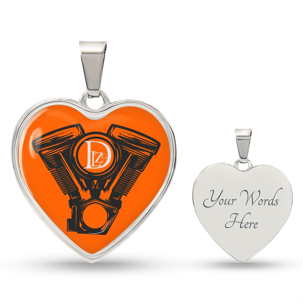 Motorrad Bike DLzG Herz Halskette Silber und Gold, Motorradkette, Motorradliebhaber Geschenk