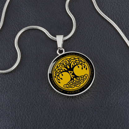 Halskette mit Lebensbaum-Anhänger, Geburtstagsrune-Anhänger-Halskette Rune Raidho