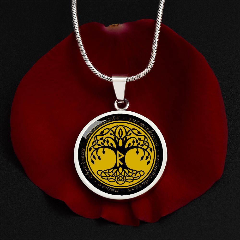 Halskette mit Lebensbaum-Anhänger, Geburtstagsrune-Anhänger-Halskette Rune Raidho
