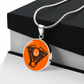 Motorrad Bike DLzG Halskette Anhänger rund Silber und Gold, Motorradkette, Motorradliebhaber Geschenk Orange/ Schwarz