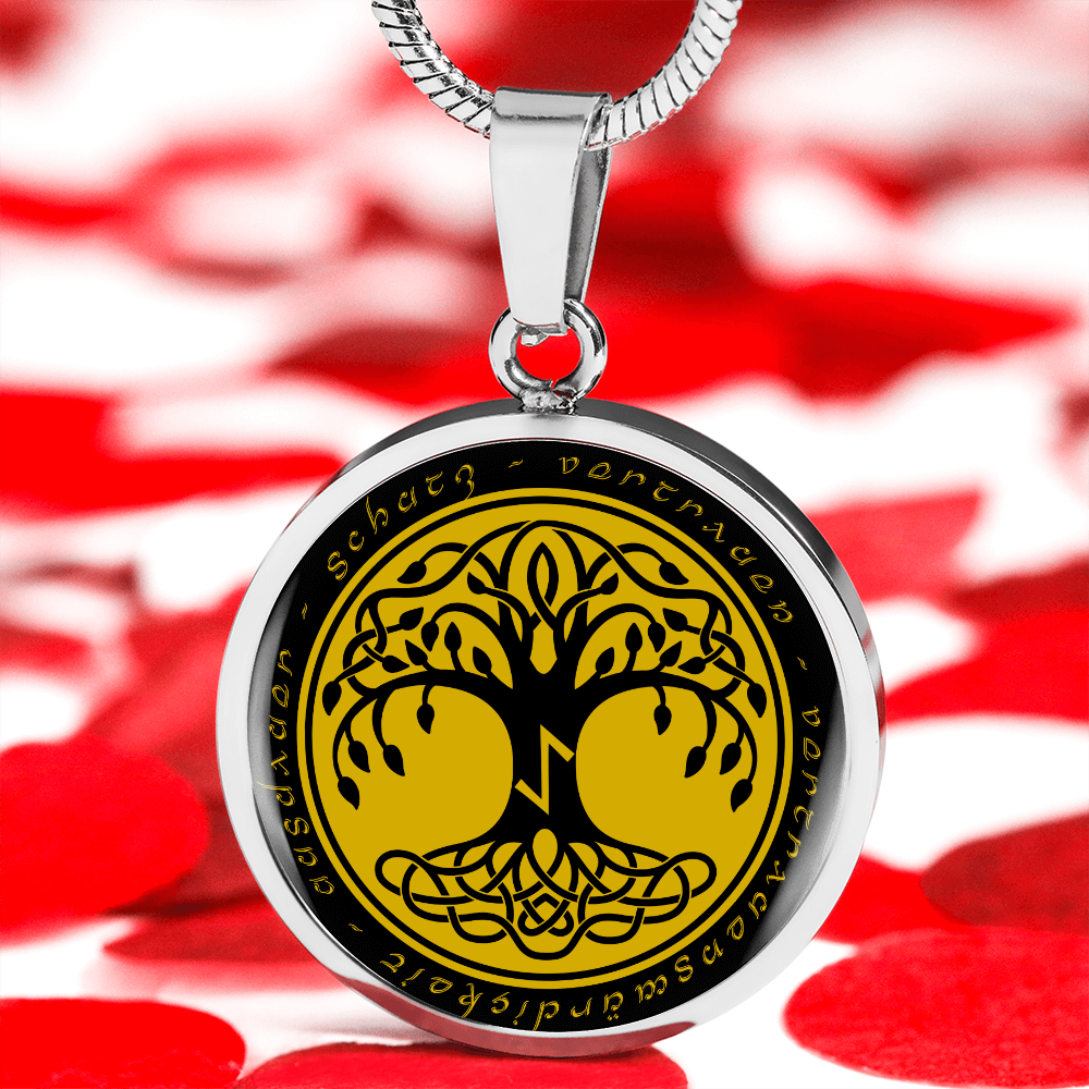 Halskette mit Lebensbaum-Anhänger, Geburtstagsrune-Anhänger-Halskette Rune Eihwaz