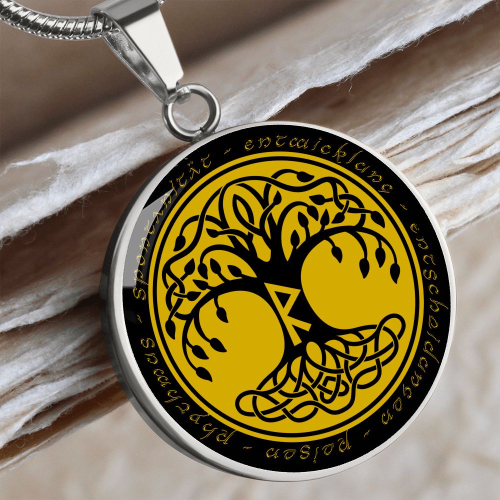 Halskette mit Lebensbaum-Anhänger, Geburtstagsrune-Anhänger-Halskette Rune Raidho