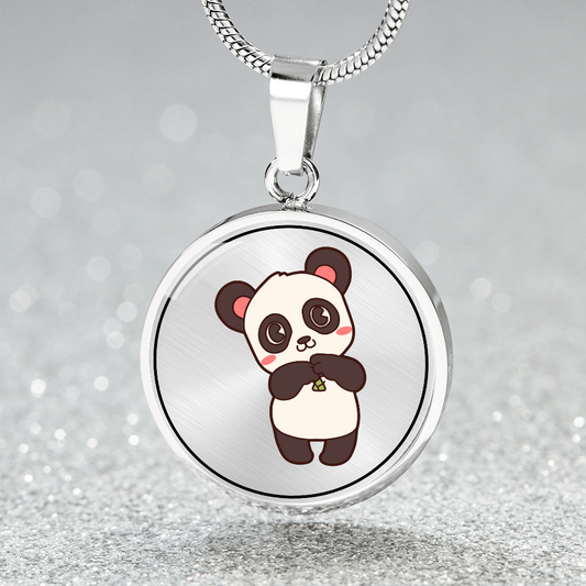 Niedliche Panda Halskette mit Gravur - Perfekter Tierschmuck für Anime und Manga Fans