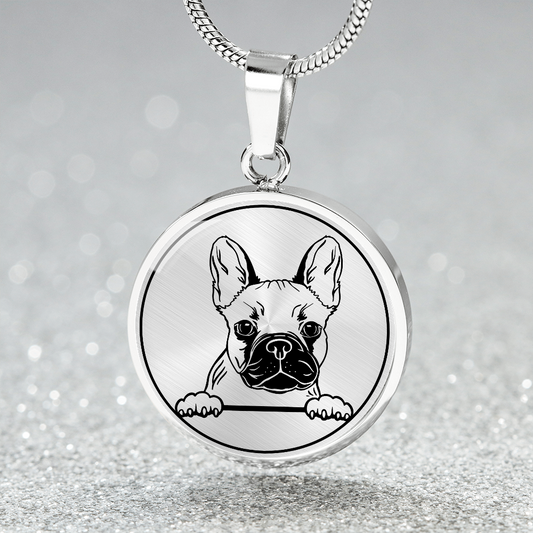 Personalisierte Frenchie Halskette mit Gravur: Einzigartiges Geschenk für Frenchie Mom - Geschenk für Frauen und Omas