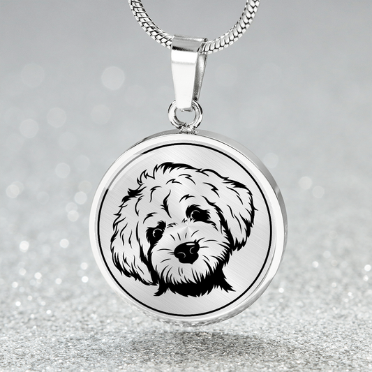 Cockapoo Halskette mit Gravur Einzigartiger Anhänger Geschenk für Frauen, personalisierte Haustier Erinnerung modernes Hundeporträt