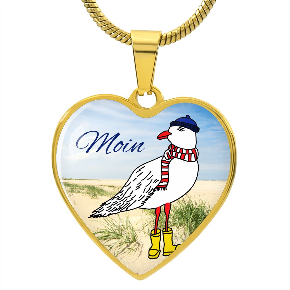Moin Möwe maritime Halskette mit Möwe im Herznahänger Geschenk zum Muttertag Plattdeutsch