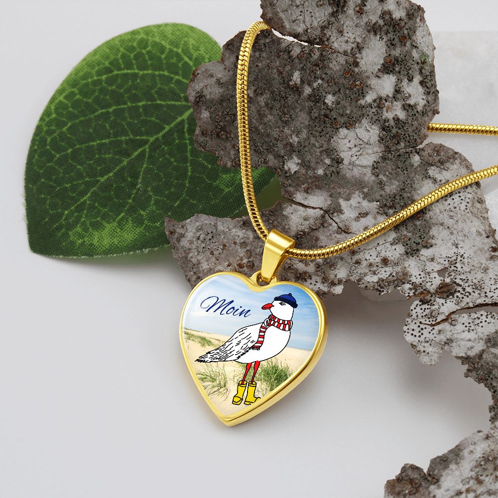 Moin Möwe maritime Halskette mit Möwe im Herznahänger Geschenk zum Muttertag Plattdeutsch