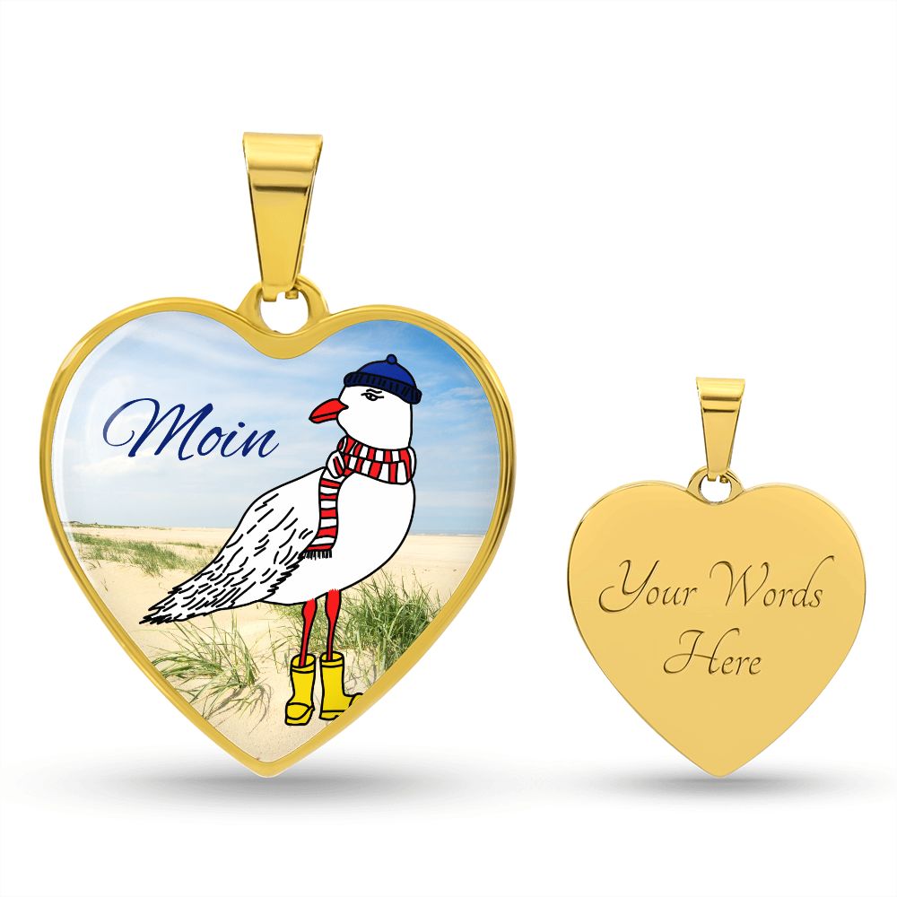 Moin Möwe maritime Halskette mit Möwe im Herznahänger Geschenk zum Muttertag Plattdeutsch