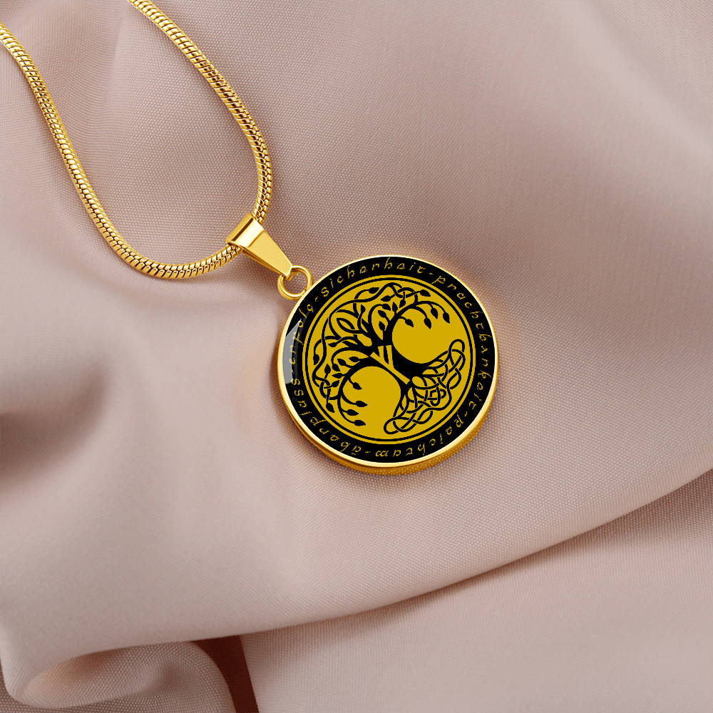 Halskette mit Lebensbaum-Anhänger, Geburtstagsrune-Anhänger-Halskette Rune Fehu