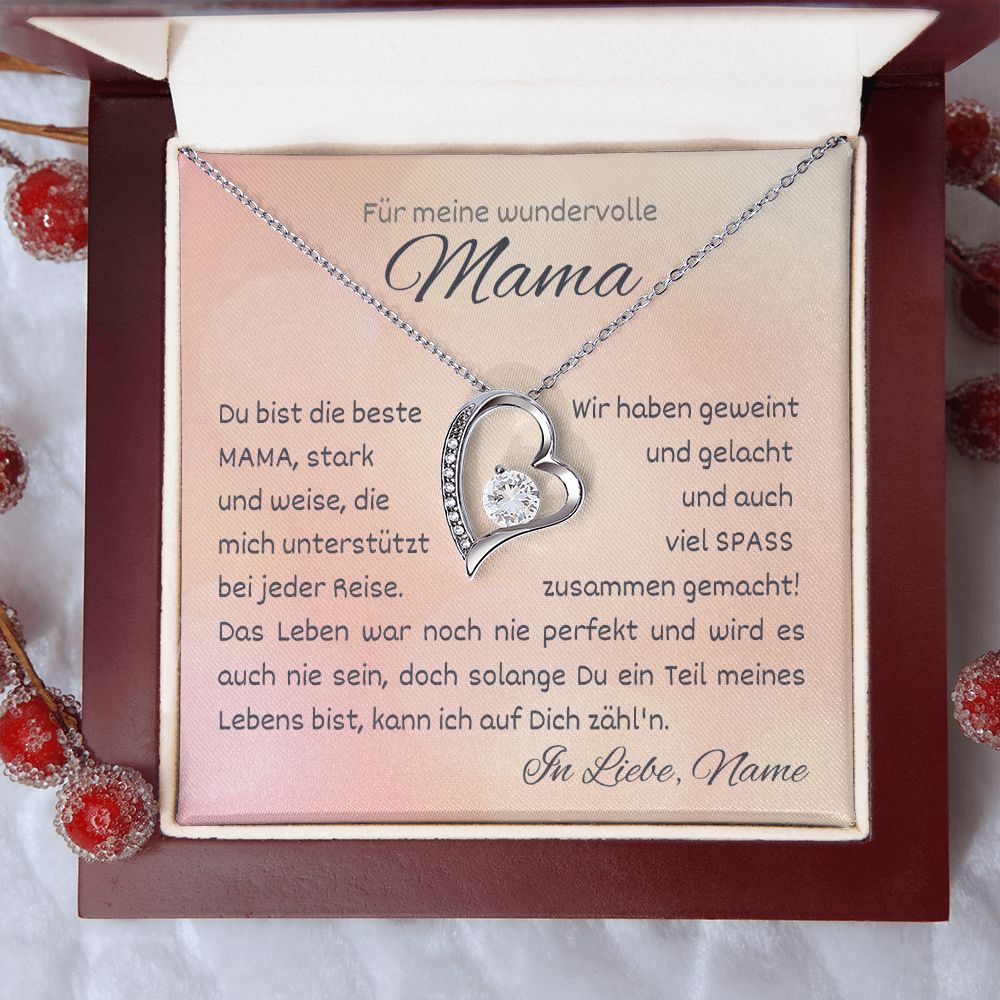 Kette personalisierbar mit Grußkarte, Halskette aus Edelstahl in 14k Weißgold oder 18K vergoldet, Geburtstagsgeschenk