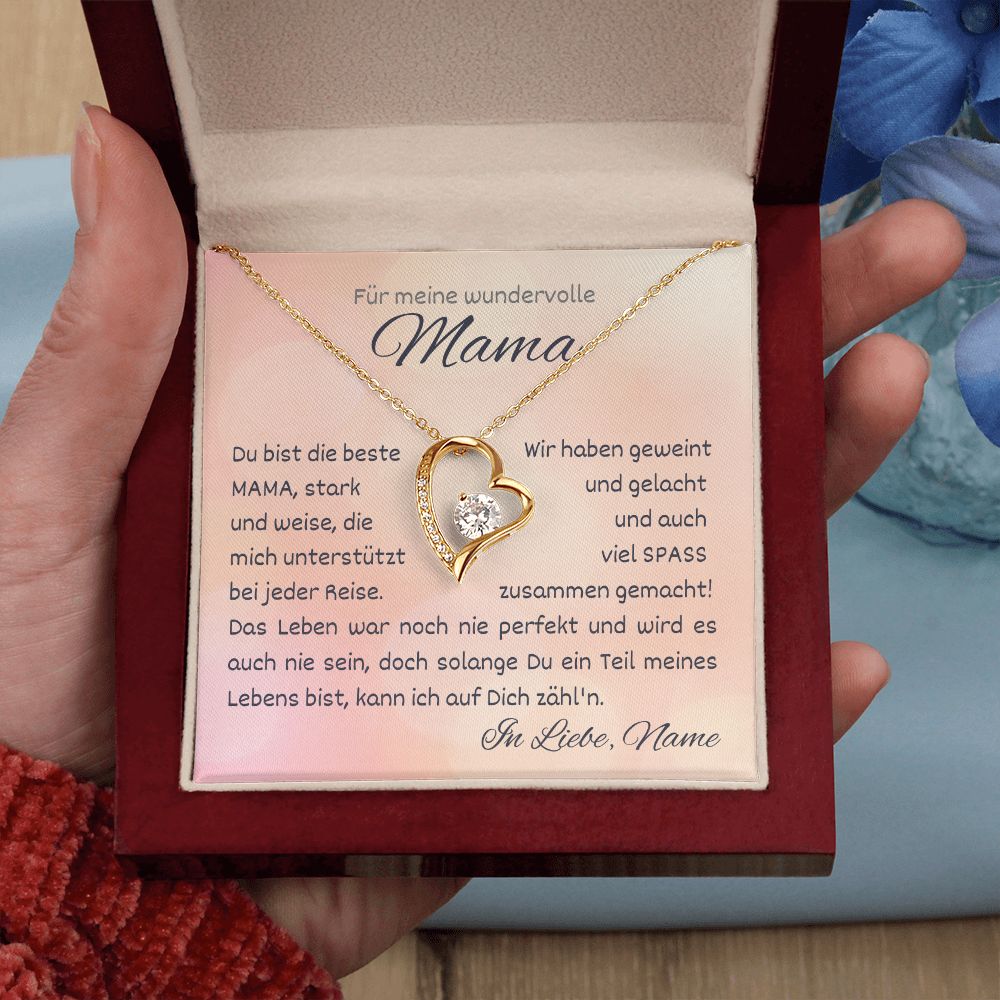 Kette personalisierbar mit Grußkarte, Halskette aus Edelstahl in 14k Weißgold oder 18K vergoldet, Geburtstagsgeschenk