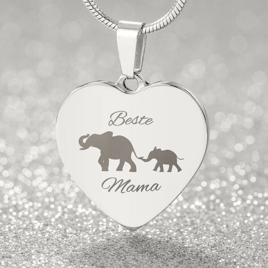 Muttertag Geschenk Damen Halskette mit Gravur Elefant - perfekt als Geschenkidee für Frauen und Mutter-Tochter Schmuck Schneller Versand