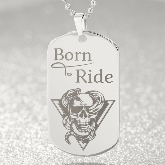Born To Ride Luxus-Kugelkette im Militärstil mit Anhänger als Geschenk für Motorradfahrer