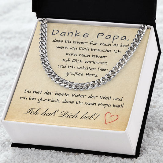 Danke Papa Botschaft mit Halskette zum Vatertag