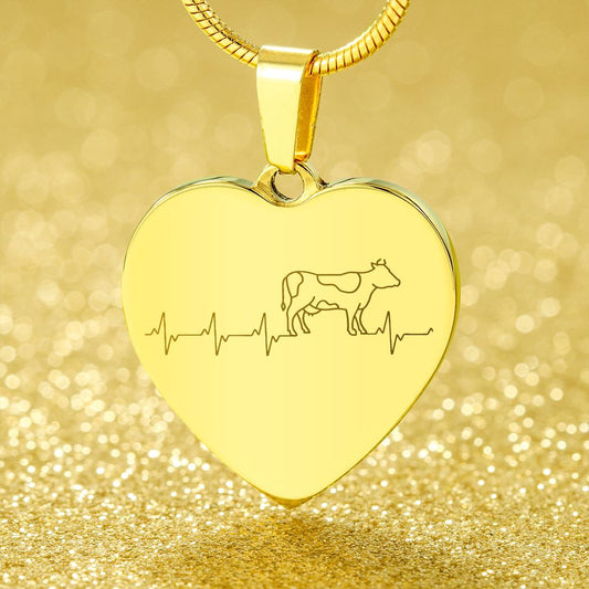 Halskette mit Kuh und optionaler Gravur auf der Rückseite - Überrasche einen Kuhfan Ein Herz für Rinder