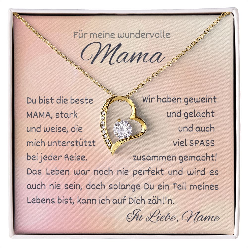 Kette personalisierbar mit Grußkarte, Halskette aus Edelstahl in 14k Weißgold oder 18K vergoldet, Geburtstagsgeschenk