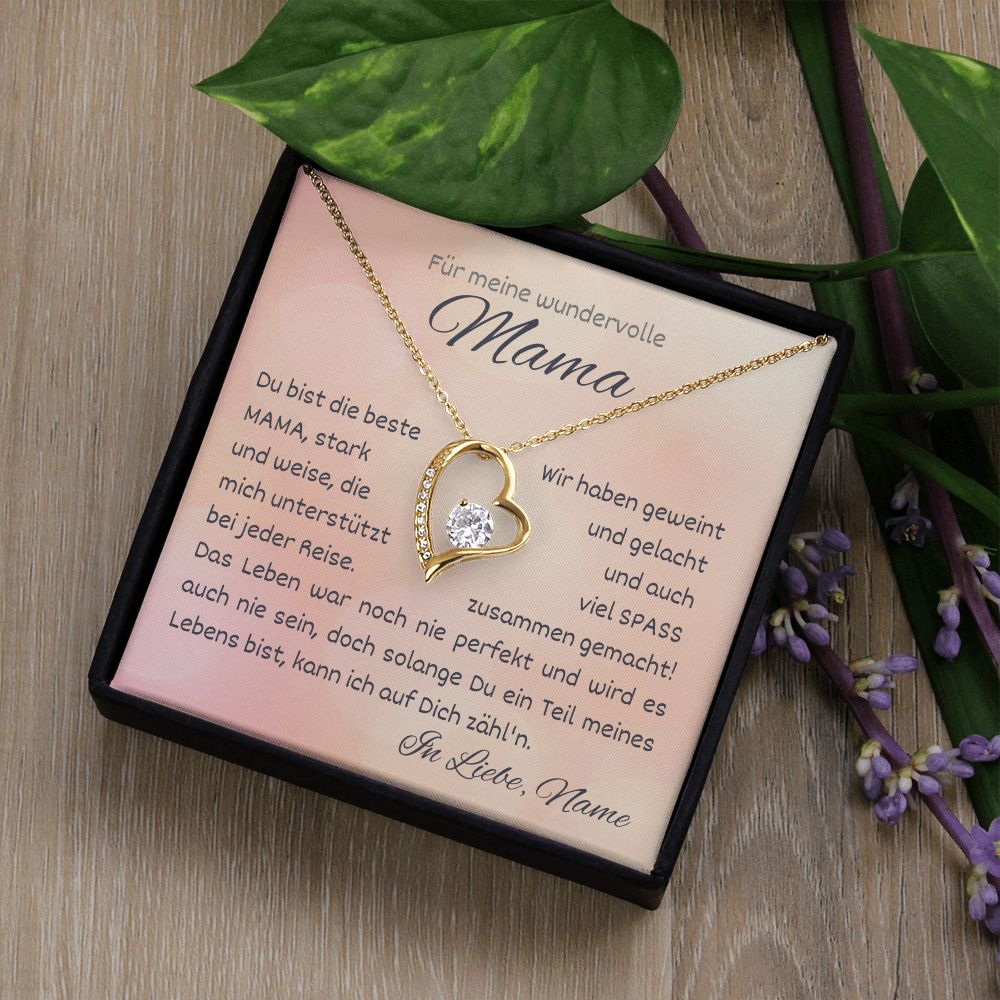 Kette personalisierbar mit Grußkarte, Halskette aus Edelstahl in 14k Weißgold oder 18K vergoldet, Geburtstagsgeschenk