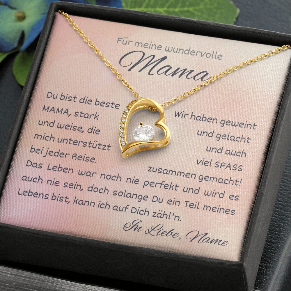 Kette personalisierbar mit Grußkarte, Halskette aus Edelstahl in 14k Weißgold oder 18K vergoldet, Geburtstagsgeschenk