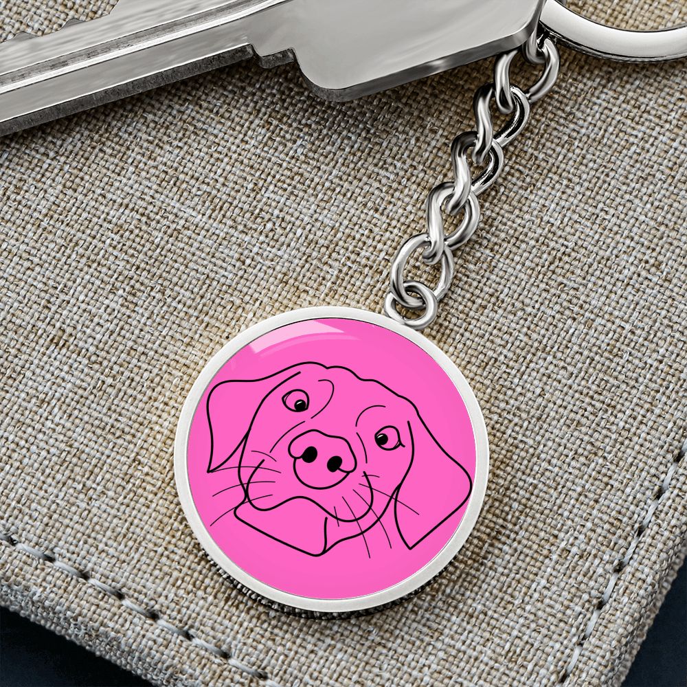 Schlüsselanhänger mit Gravur Hund pink Personalisierbar