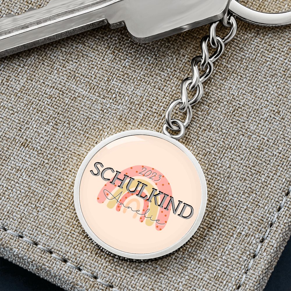 Einschulung Schlüsselanhänger mit Name Schulkind 2023 Regenbogen