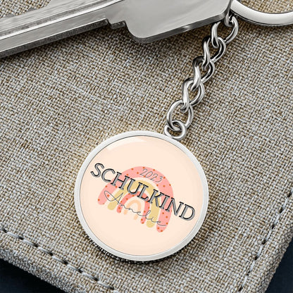Einschulung Schlüsselanhänger mit Name Schulkind 2023 Regenbogen
