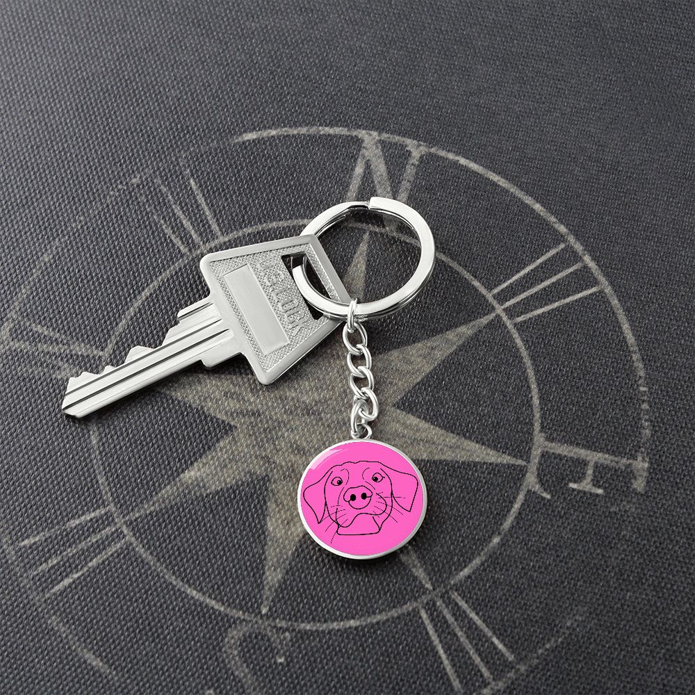 Schlüsselanhänger mit Gravur Hund pink Personalisierbar