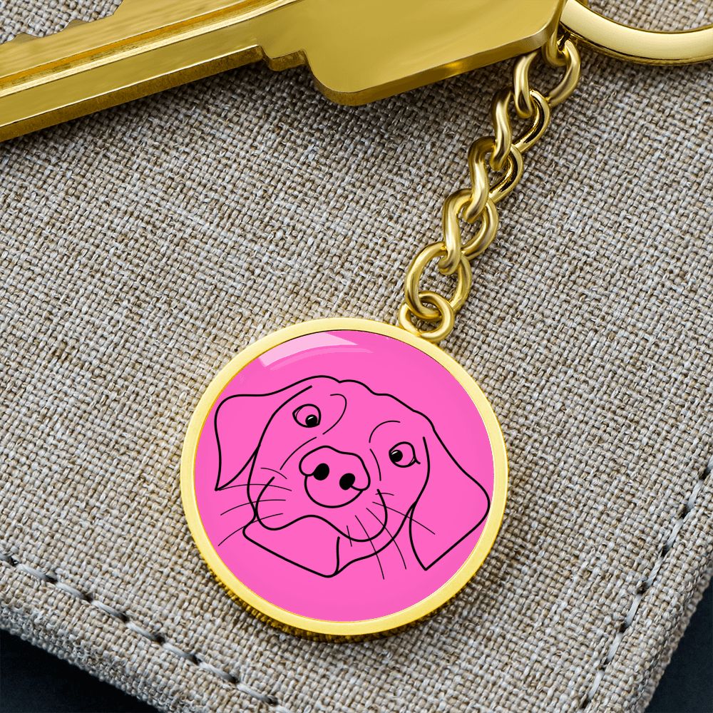 Schlüsselanhänger mit Gravur Hund pink Personalisierbar