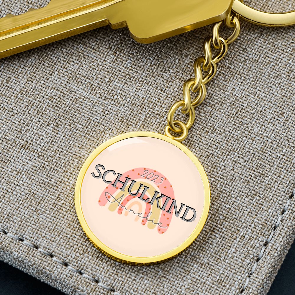 Einschulung Schlüsselanhänger mit Name Schulkind 2023 Regenbogen