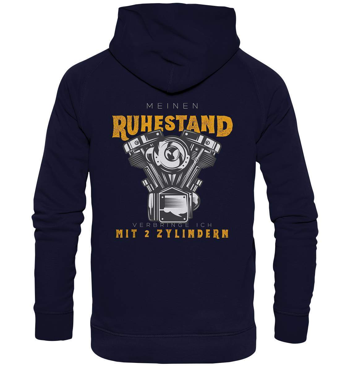 Biker Outfit für ältere Motorradfahrer - Meinen Ruhestand verbringe ich mit 2 Zylindern Rücken Motiv - Basic Unisex Hoodie XL-ausfahrt,bike,biker,biker outfit,biker shirt,cafe racer,chopper,dirt bike,fun,funny,lustig,moped,motocross,Motorrad,motorrad tour,motorsport,simson,v2,zweirad