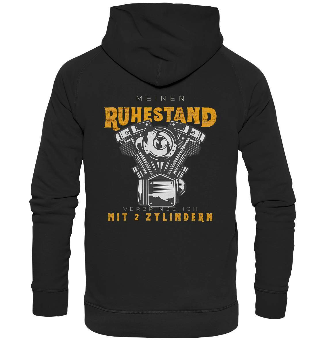 Biker Outfit für ältere Motorradfahrer - Meinen Ruhestand verbringe ich mit 2 Zylindern Rücken Motiv - Basic Unisex Hoodie XL-ausfahrt,bike,biker,biker outfit,biker shirt,cafe racer,chopper,dirt bike,fun,funny,lustig,moped,motocross,Motorrad,motorrad tour,motorsport,simson,v2,zweirad