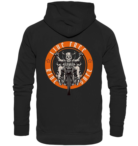 Live Free Ride Safe Biker Motorrad Motorradfahrer Geschenk - Basic Unisex Hoodie XL-ausfahrt,bike,biker,biker outfit,biker shirt,cafe racer,chopper,coole,dirt bike,fun,funny,humor,Live Free Ride Safe,lustig,lustige,moped,motocross,Motorrad,motorrad tour,motorradfahren,motorsport,simson,v2,zweirad