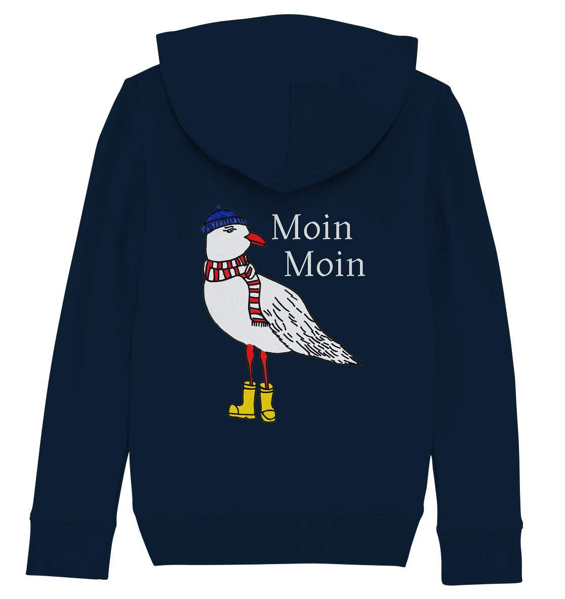 Moin Moin Möwe mit Mütze, Schal und Stiefel Nordsee Ostsee Maritim Style - Kids Organic Hoodie-geschenkidee,Maritim,Maritim Lifestyle,Maritim Style,Moin,Moin Moin,Möwe,Möwe mit Mütze,Möwe mit Schal,Möwe mit Stiefel,Nordlicht,Nordsee,Ostsee,Ostseeurlaub