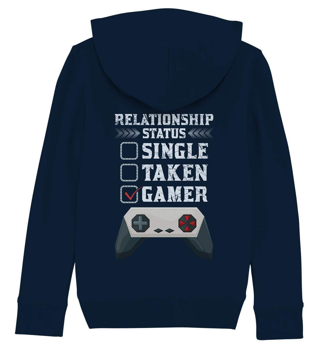 Zocker Outfit Beziehungsstatus Single Taken Gamer - Kids Organic Hoodie-computer,controller,gamepad,gamer,geboren zum zocken,geborener zocker,joystick,Konsole,Pullover Spruch,Single Taken Gamer,spielkonsole,Video Game,zocken,zockerleidenschaft