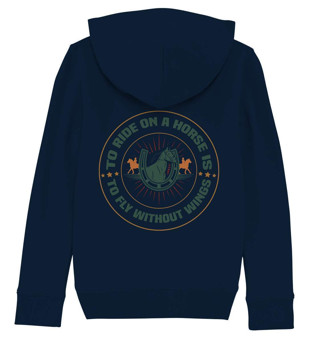 Pferde The Ride on a Horse is to fly without Wings - Kids Organic Hoodie-dressur,dressurpferd,haflinger,pony,ponyhof,Pullover Spruch,reiter,reitsport,reitverein,sattel,springpferd,springreiten,The Ride a Horse fly without Wings