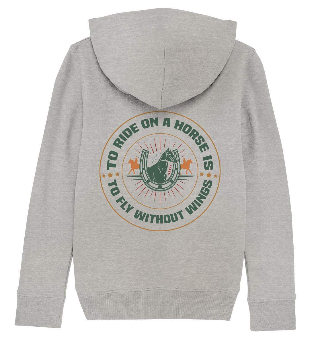 Pferde The Ride on a Horse is to fly without Wings - Kids Organic Hoodie-dressur,dressurpferd,haflinger,pony,ponyhof,Pullover Spruch,reiter,reitsport,reitverein,sattel,springpferd,springreiten,The Ride a Horse fly without Wings