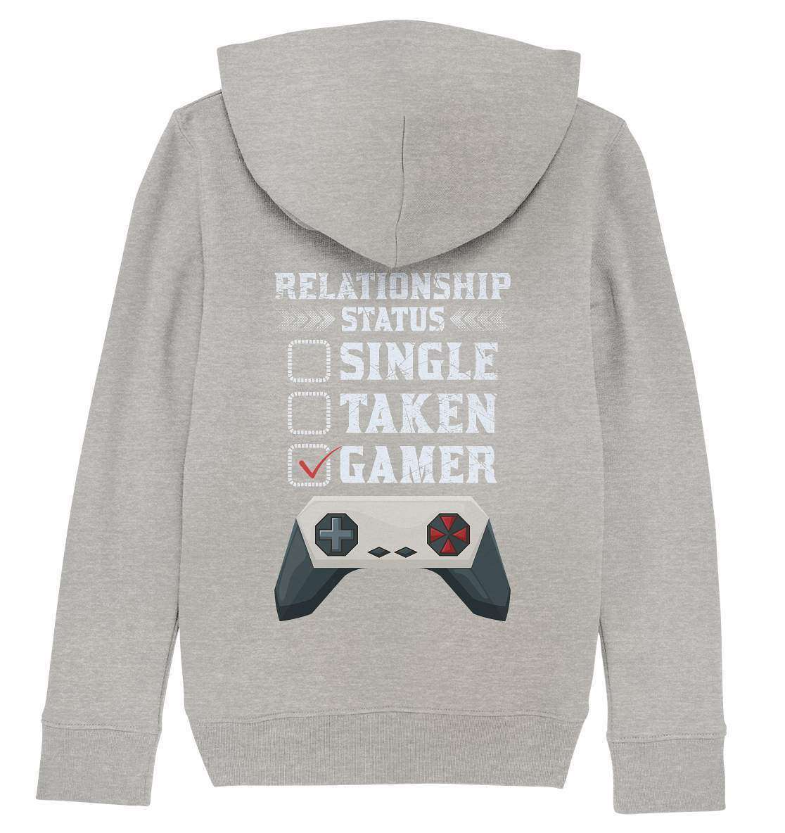 Zocker Outfit Beziehungsstatus Single Taken Gamer - Kids Organic Hoodie-computer,controller,gamepad,gamer,geboren zum zocken,geborener zocker,joystick,Konsole,Pullover Spruch,Single Taken Gamer,spielkonsole,Video Game,zocken,zockerleidenschaft