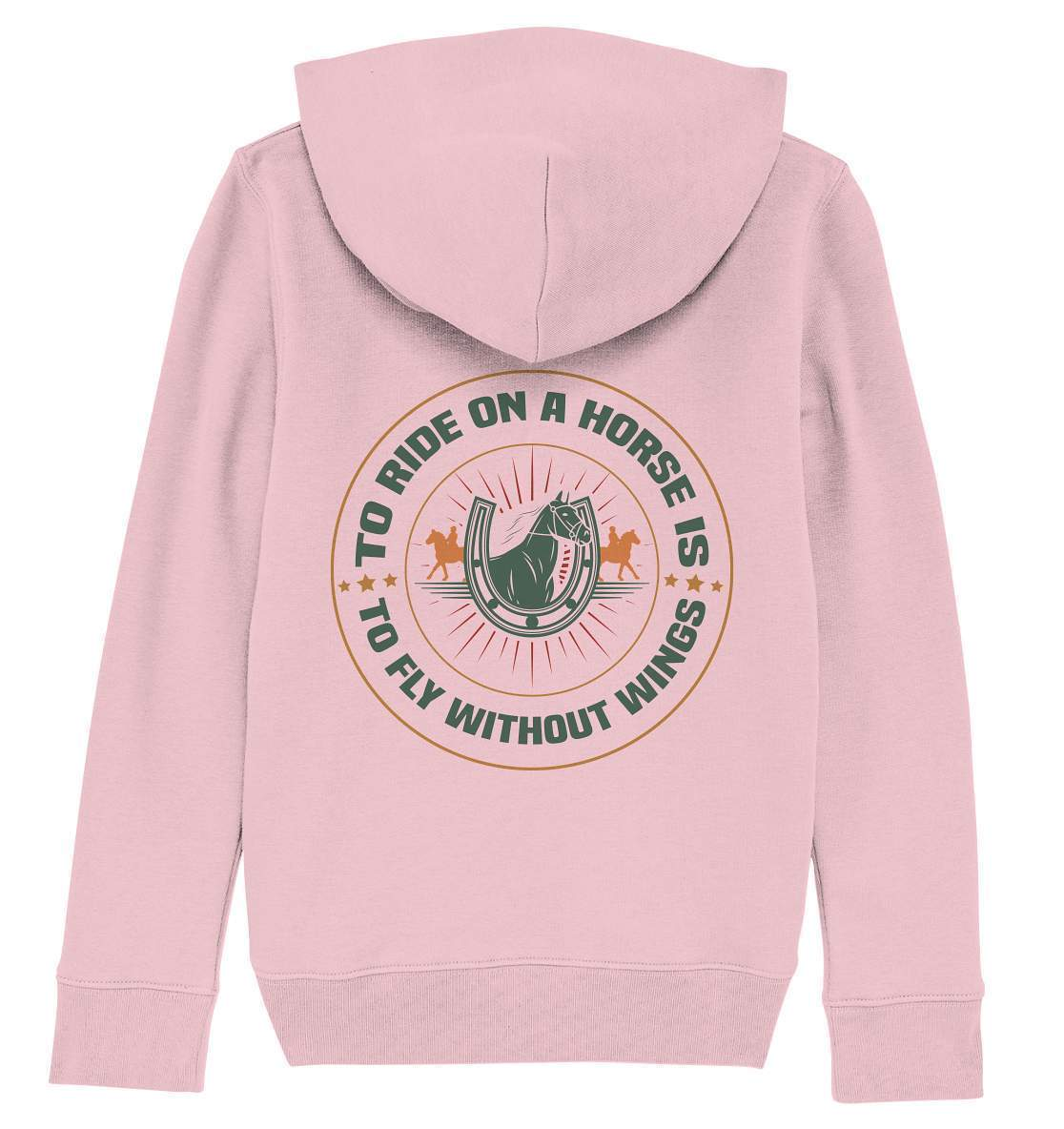 Pferde The Ride on a Horse is to fly without Wings - Kids Organic Hoodie-dressur,dressurpferd,haflinger,pony,ponyhof,Pullover Spruch,reiter,reitsport,reitverein,sattel,springpferd,springreiten,The Ride a Horse fly without Wings