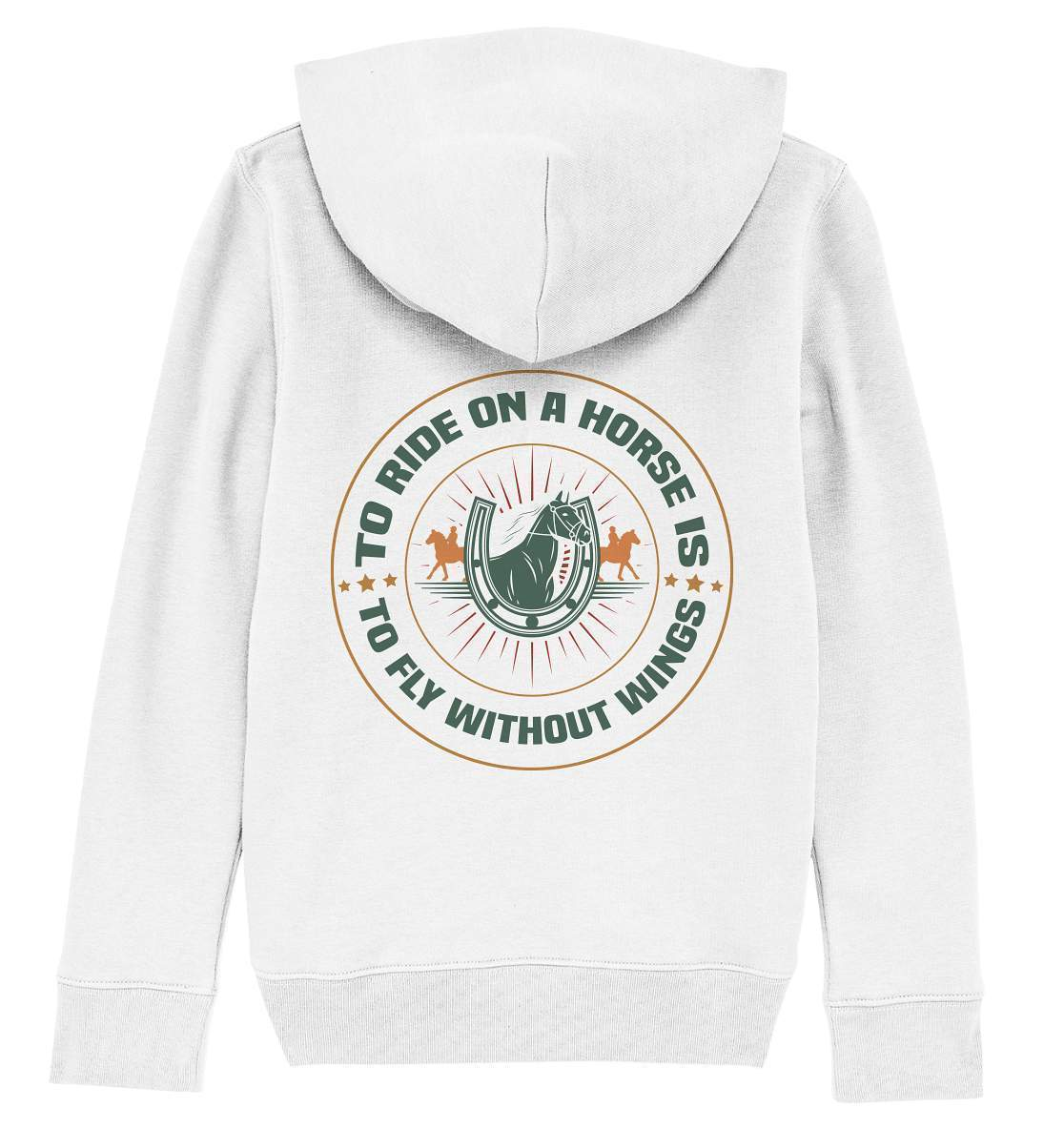 Pferde The Ride on a Horse is to fly without Wings - Kids Organic Hoodie-dressur,dressurpferd,haflinger,pony,ponyhof,Pullover Spruch,reiter,reitsport,reitverein,sattel,springpferd,springreiten,The Ride a Horse fly without Wings