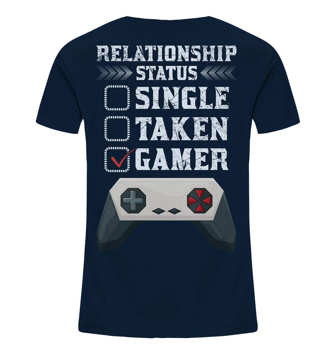 Zocker Outfit Beziehungsstatus Single Taken Gamer - Kids Organic Shirt-computer,controller,gamepad,gamer,geboren zum zocken,geborener zocker,joystick,Konsole,Single Taken Gamer,spielkonsole,Video Game,zocken,zockerleidenschaft