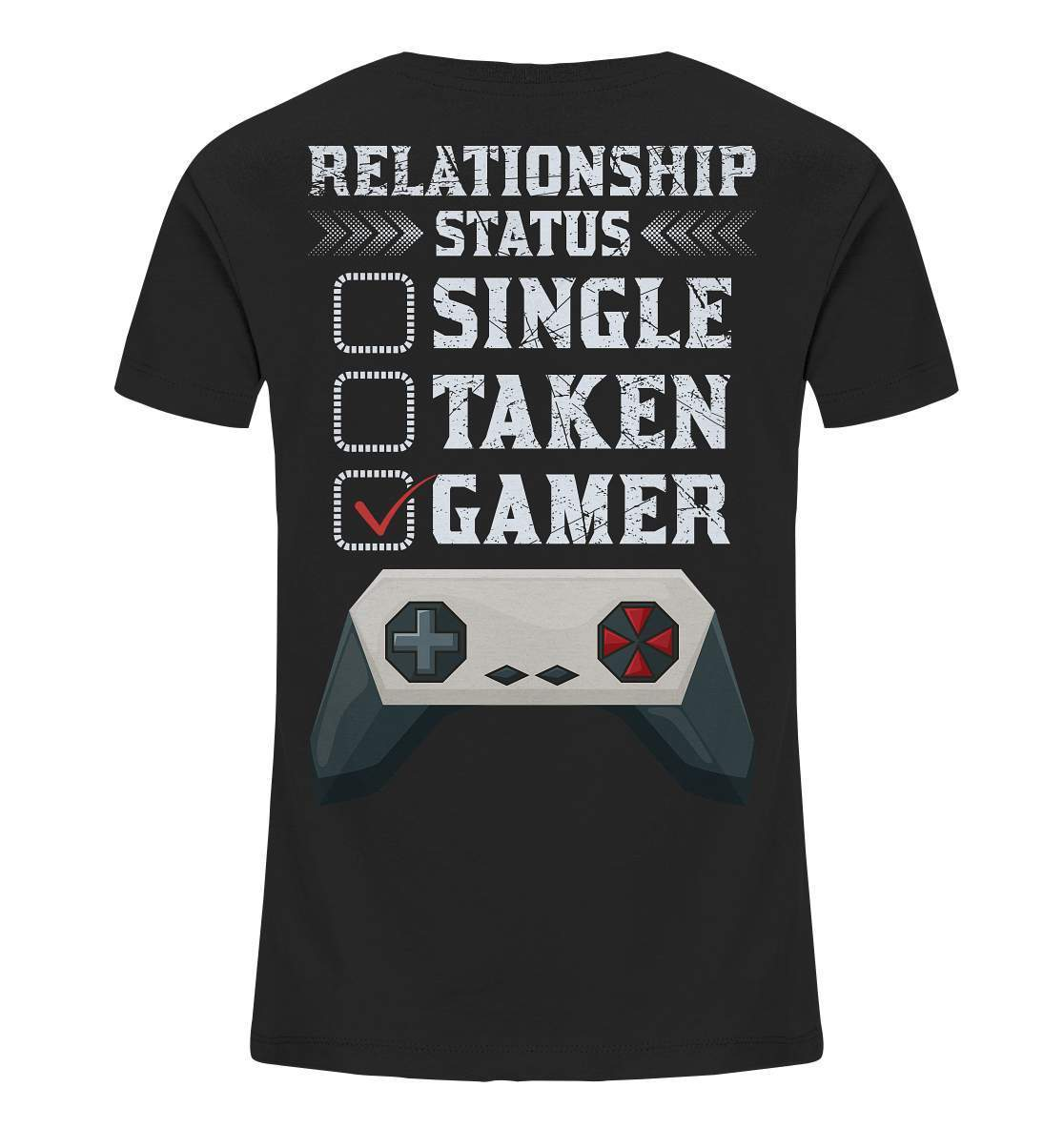 Zocker Outfit Beziehungsstatus Single Taken Gamer - Kids Organic Shirt-computer,controller,gamepad,gamer,geboren zum zocken,geborener zocker,joystick,Konsole,Single Taken Gamer,spielkonsole,Video Game,zocken,zockerleidenschaft