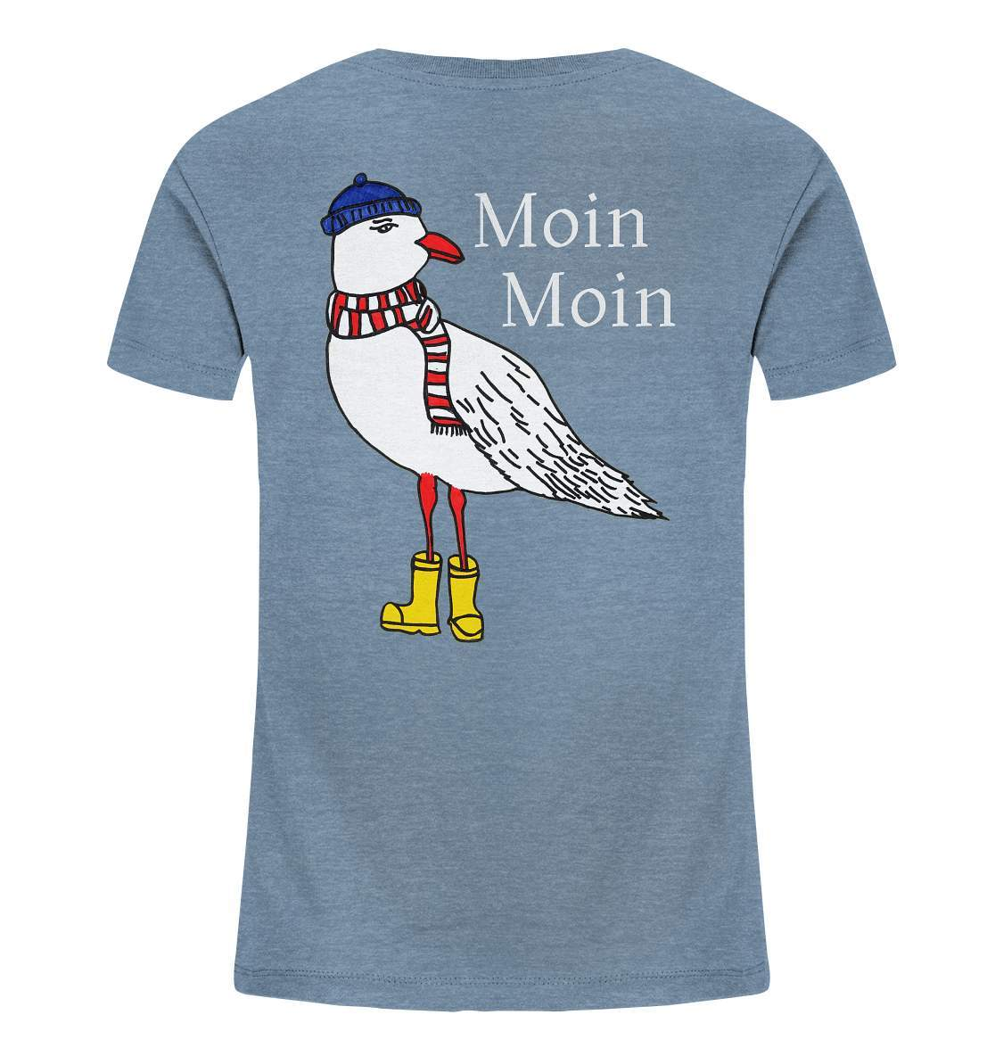 Moin Moin Möwe mit Mütze, Schal und Stiefel Nordsee Ostsee Maritim Style - Kids Organic Shirt-geschenkidee,Maritim,Maritim Lifestyle,Maritim Style,Moin,Moin Moin,Möwe,Möwe mit Mütze,Möwe mit Schal,Möwe mit Stiefel,Nordlicht,Nordsee,Ostsee,Ostseeurlaub