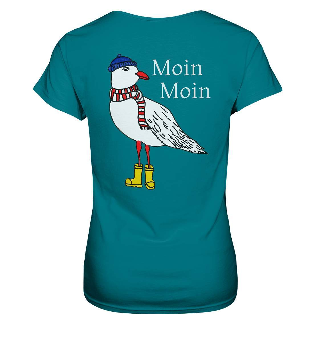 Moin Moin Möwe mit Mütze, Schal und Stiefel Nordsee Ostsee Maritim Style - Ladies Premium Shirt-geschenkidee,Maritim,Maritim Lifestyle,Maritim Style,Moin,Moin Moin,Möwe,Möwe mit Mütze,Möwe mit Schal,Möwe mit Stiefel,Nordlicht,Nordsee,Ostsee,Ostseeurlaub