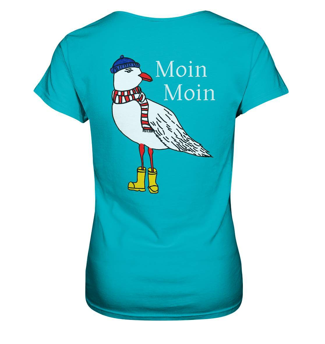 Moin Moin Möwe mit Mütze, Schal und Stiefel Nordsee Ostsee Maritim Style - Ladies Premium Shirt-geschenkidee,Maritim,Maritim Lifestyle,Maritim Style,Moin,Moin Moin,Möwe,Möwe mit Mütze,Möwe mit Schal,Möwe mit Stiefel,Nordlicht,Nordsee,Ostsee,Ostseeurlaub