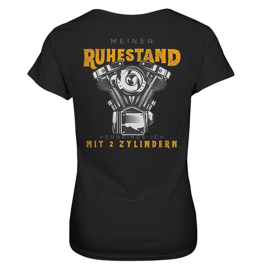 Biker Outfit für ältere Motorradfahrer - Meinen Ruhestand verbringe ich mit 2 Zylindern Rücken Motiv - Ladies Premium Shirt-ausfahrt,bike,biker,biker outfit,biker shirt,cafe racer,chopper,dirt bike,fun,funny,lustig,moped,motocross,Motorrad,motorrad tour,motorsport,simson,v2,zweirad