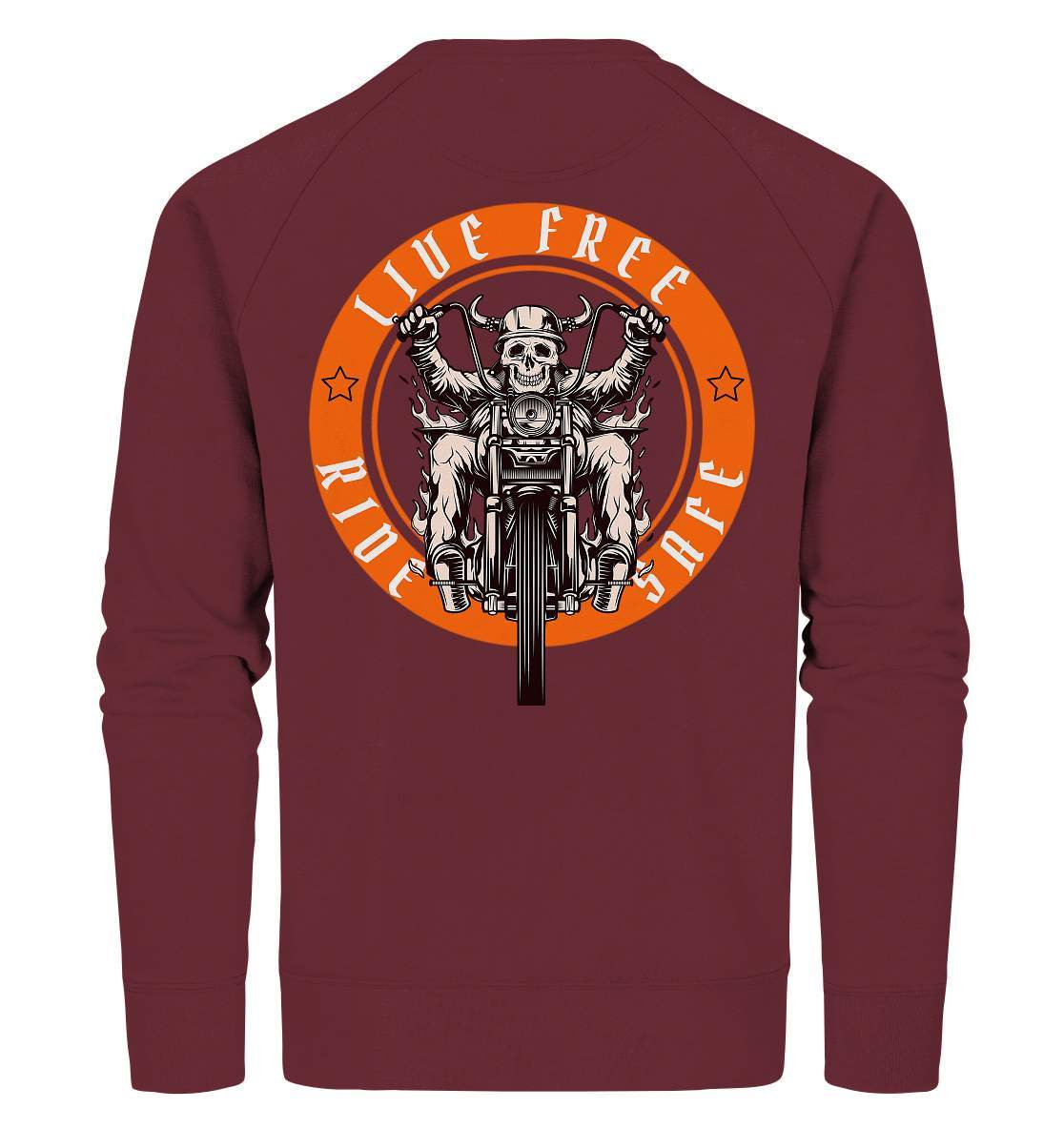 Live Free Ride Safe Biker Motorrad Motorradfahrer Geschenk - Organic Sweatshirt-ausfahrt,bike,biker,biker outfit,biker shirt,cafe racer,chopper,coole,dirt bike,fun,funny,humor,Live Free Ride Safe,lustig,lustige,moped,motocross,Motorrad,motorrad tour,motorradfahren,motorsport,simson,v2,zweirad