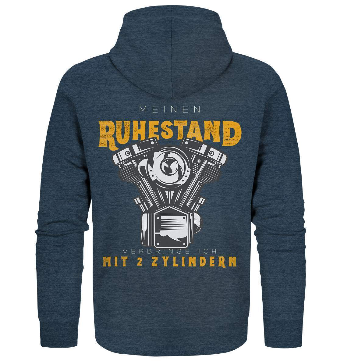 Biker Outfit für ältere Motorradfahrer - Meinen Ruhestand verbringe ich mit 2 Zylindern Rücken Motiv - Organic Zipper-ausfahrt,bike,biker,biker outfit,biker shirt,cafe racer,chopper,dirt bike,fun,funny,lustig,moped,motocross,Motorrad,motorrad tour,motorsport,simson,v2,zweirad